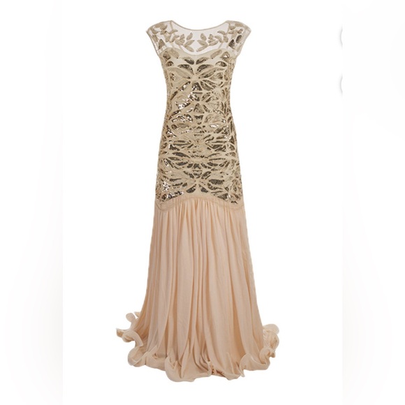 1920 Sequined Embellished Flapper dress gown plus size XXL 18-20 Halloween - Picture 8 of 10